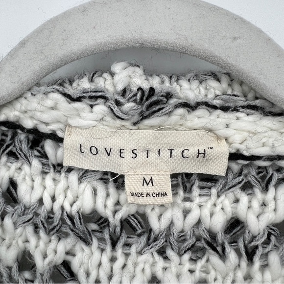 Lovestitch Flynn Marled Knit Long Sleeves Shawl Mixed Media Cardigan Sweater - Picture 5 of 11